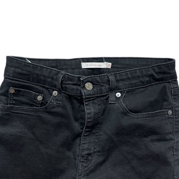 Womens Revolve Levis 721 High Rise Soft Black Solid Skinny Jeans - Sz 29 - Picture 2 of 3
